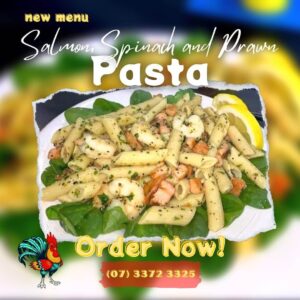 Italian Restaurant Heathwood Gallino Pizza Salmon, Spinach and Prawn Pasta